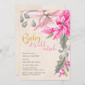 ベビーイッツコールドアウトウィンターフローラブライダルシャワー 招待状 (正面/裏面)