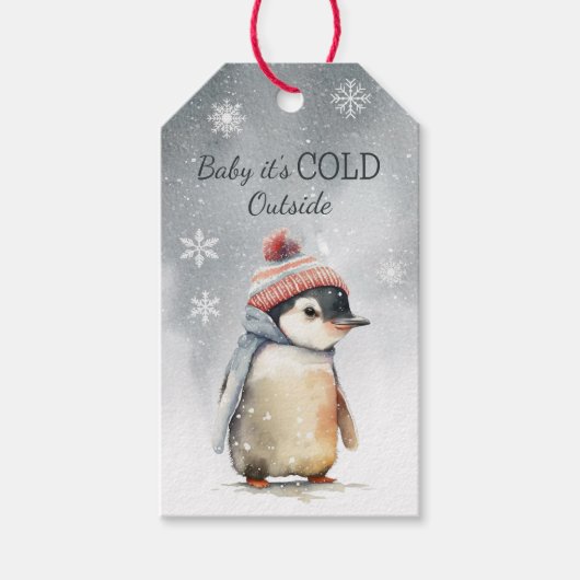 ベビーイッツコールドアウトウサイドペンギンホリデイ ギフトタグ (正面)