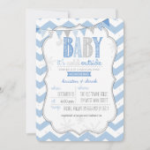 ベビーイッツコールドアウトサイドブルーカップルシャワー招待状 招待状 (正面)