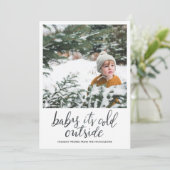 ベビーイッツコールドアウトサイド手書きホリデーフォト シーズンカード (スタンド正面)