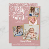 ベビーイッツコールドアウトフォトガールホリデー誕生 案内状 (正面/裏面)