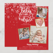 ベビーイッツコールドアウトフォトホリデー誕生 案内状 (正面/裏面)