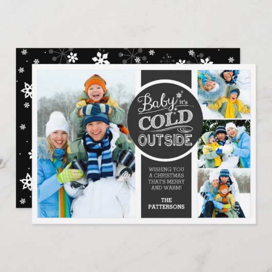 ベビーイットアズコールドアウトサイドホリデー4フォトフラットカード シーズンカード (正面/裏面)