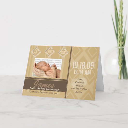 ベビーイニシャル誕生のお知らせカード 案内状 (正面)