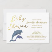 ベビーイルカの少年または少女のベビーシャワー 招待状 (正面)