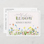 ベビーインかわいらし開花ワイルドフラワーベビーシャワーRSVP ポストカード (正面/裏面)