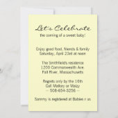 ベビーインイエローチューリップベビーシャワー招待状 招待状 (裏面)