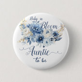 ベビーインエレガント開花ブルーフラワーズ 缶バッジ (正面)