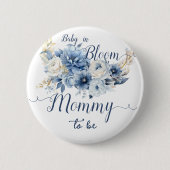 ベビーインエレガント開花ブルーフラワーママへ 缶バッジ (正面)