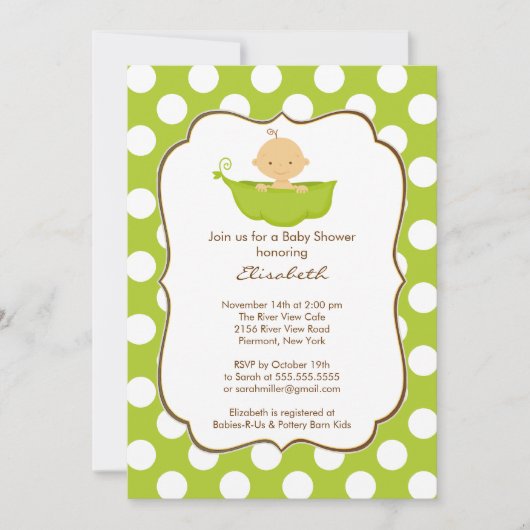 ベビーインピーポッドボーイベビーシャワー招待状 招待状 (正面)