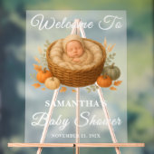 ベビーイン秋ベビーシャワー歓迎フロステッド アクリルサイン (ニュートラル)