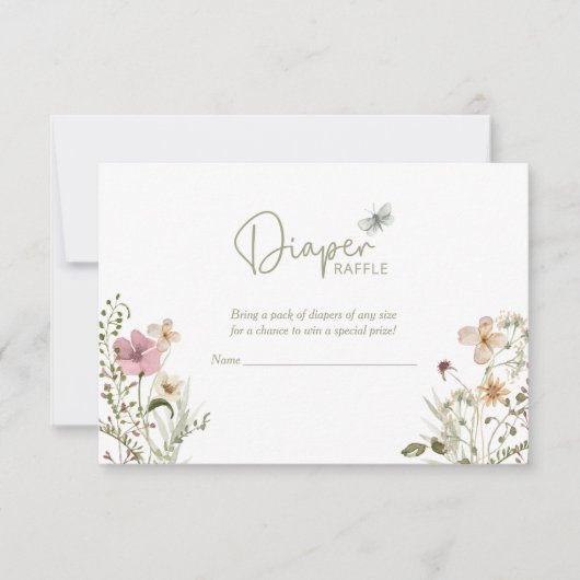 ベビーイン開花おむつラッフルガール赤ちゃんシャワー 招待状 (正面)