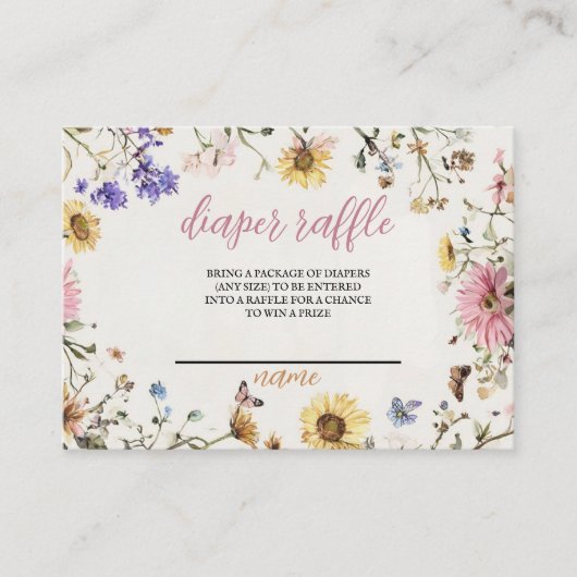 ベビーイン開花おむつラッフルチケット プレイスカード (正面)