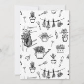 ベビーイン開花お洒落ブラック&ホワイト赤ちゃんシャワー 招待状 (裏面)