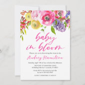 ベビーイン開花はっきりしたフローラベビーシャワー 招待状 (正面)