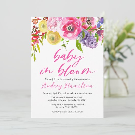 ベビーイン開花はっきりしたフローラベビーシャワー 招待状 (スタンド正面)