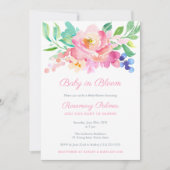 ベビーイン開花はっきりした夏フローラガールベビーシャワー 招待状 (正面)