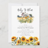 ベビーイン開花ひまわり納屋ベビー素朴シャワー 招待状 (正面)