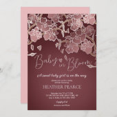 ベビーイン開花アジアさくらんぼ花のシャワー 招待状 (正面/裏面)