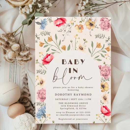 ベビーイン開花アースタイリッシュチフローラベビーシャワー 招待状