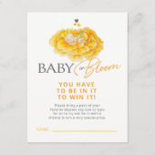 ベビーイン開花イエローベイビーシャワーおむつラッフル エンクロージャーカード (裏面)