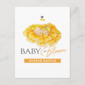 ベビーイン開花イエローベイビーシャワーおむつラッフル エンクロージャーカード (正面)