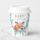 ベビーイン開花ウッドランドキツネグリーンリーベビーシャワー 紙コップ (正面)