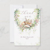 ベビーイン開花ウッドランドフローラベビーガールシャワー サンキューカード (正面)