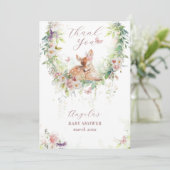 ベビーイン開花ウッドランドフローラベビーガールシャワー サンキューカード (スタンド正面)