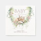 ベビーイン開花ウッドランドフローラベビーガールシャワー スタンダードカクテルナプキン (正面)