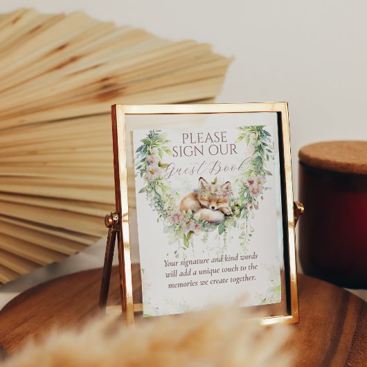 ベビーイン開花ウッドランドフローラベビーガールシャワー ポスター