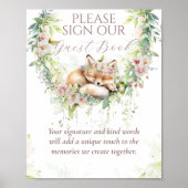 ベビーイン開花ウッドランドフローラベビーガールシャワー ポスター (正面)