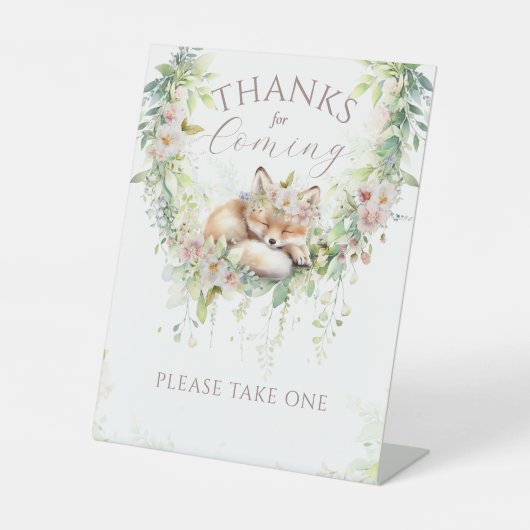 ベビーイン開花ウッドランドフローラベビーガールシャワー 台座サイン (正面)