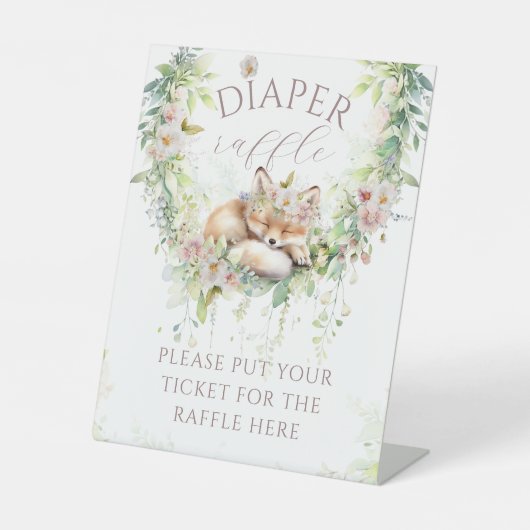 ベビーイン開花ウッドランドフローラベビーガールシャワー 台座サイン (正面)