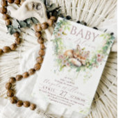 ベビーイン開花ウッドランドフローラベビーガールシャワー 招待状