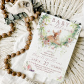 ベビーイン開花ウッドランドフローラベビーガールシャワー 招待状