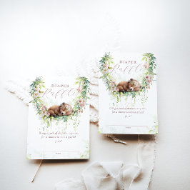 ベビーイン開花ウッドランドフローラベビーシャワーおむつ エンクロージャーカード