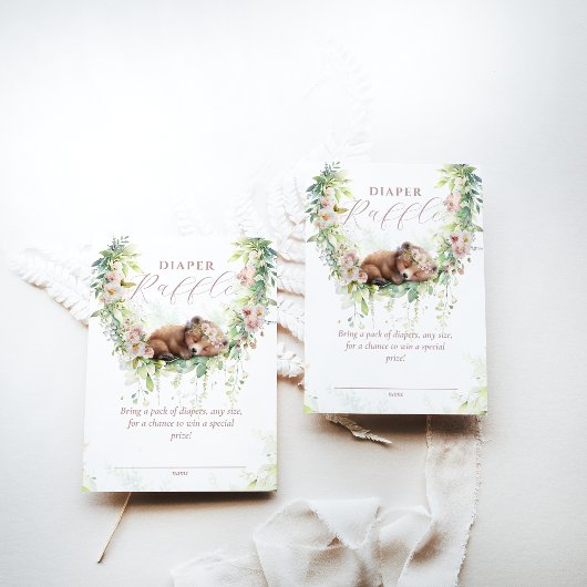 ベビーイン開花ウッドランドフローラベビーシャワーおむつ エンクロージャーカード