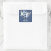 ベビーイン開花エレガントブルーフラワーベビーシャワー スクエアシール (バッグ)