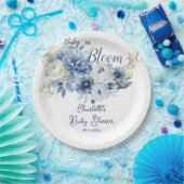 ベビーイン開花エレガントブルーフラワーベビーシャワー ペーパープレート (パーティー)