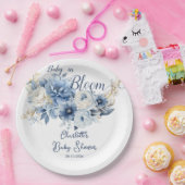 ベビーイン開花エレガントブルーフラワーベビーシャワー ペーパープレート (パーティー)