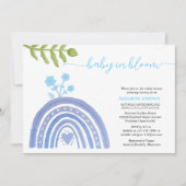 ベビーイン開花エレガントブルーレインボーベイビーシャワー 招待状 (正面)