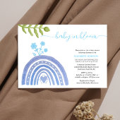 ベビーイン開花エレガントブルーレインボーベイビーシャワー 招待状