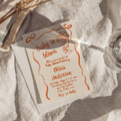 ベビーイン開花オレンジフラワーブーケ描ットシャワー 招待状