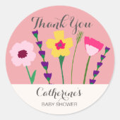 ベビーイン開花カラフルフローラベビーシャワー ラウンドシール (正面)