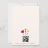 ベビーイン開花カラフルフローラQRコード赤ちゃんシャワー 招待状 (裏面)