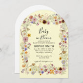 ベビーイン開花ガーデンパーティー蝶ベビーシャワー 招待状 (正面/裏面)