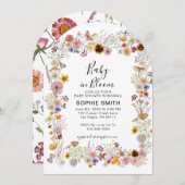 ベビーイン開花ガーデンパーティー蝶ベビーシャワー 招待状 (正面/裏面)