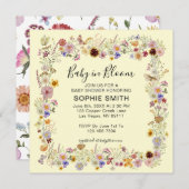 ベビーイン開花ガーデンパーティー蝶ベビーシャワー 招待状 (正面/裏面)
