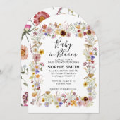 ベビーイン開花ガーデンパーティー蝶ベビーシャワー 招待状 (正面/裏面)